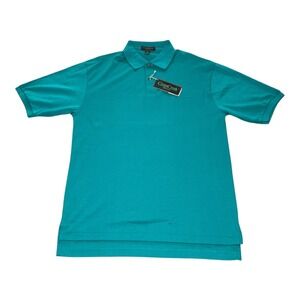 NEW Vintage USA Cross Creek Mens Teal Green Cotton Short Sleeve Polo Shirt LARGE